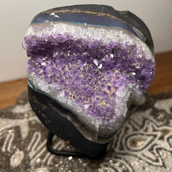 Amethyst Crystal Geode on Stand - Picture 7 of 8